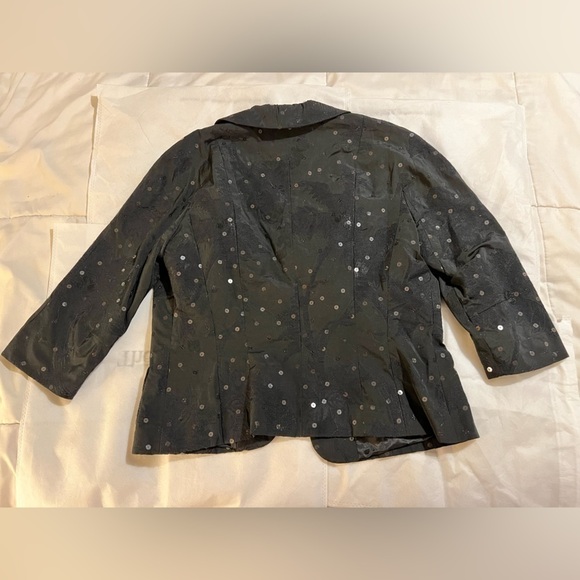 Sônia Bogner womens evening Jacket small Black Sequin Collar shimmer 3/4 sleeve  - Picture 9 of 16